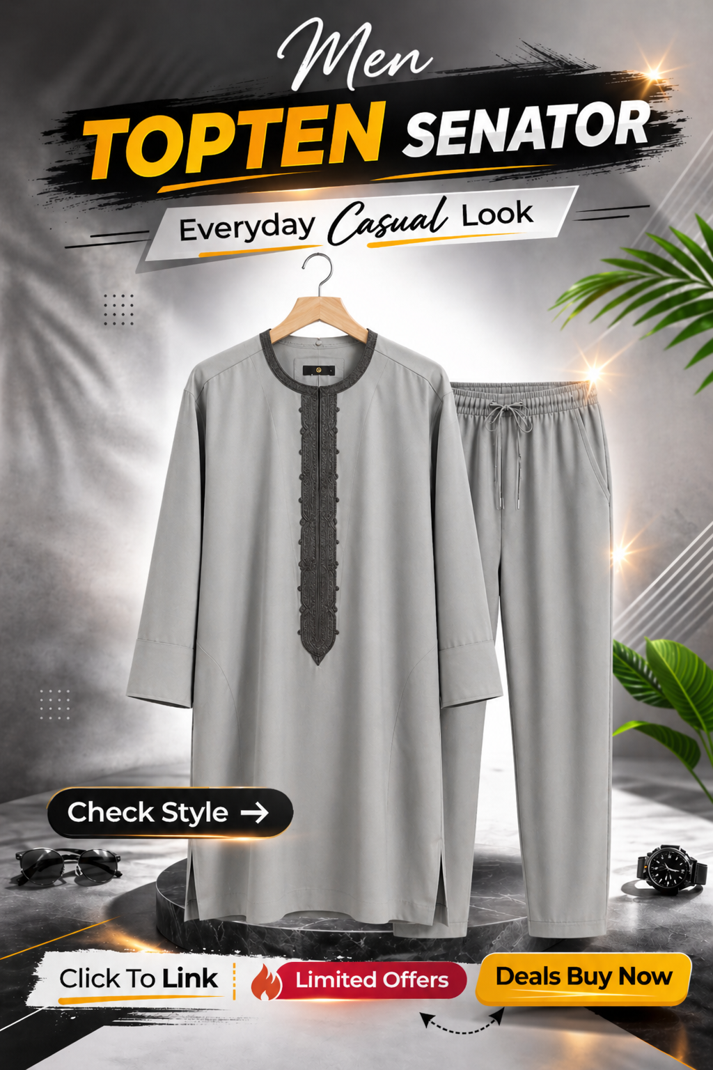 Modern Men's Senator Wear: Custom African Attire,(ID18)