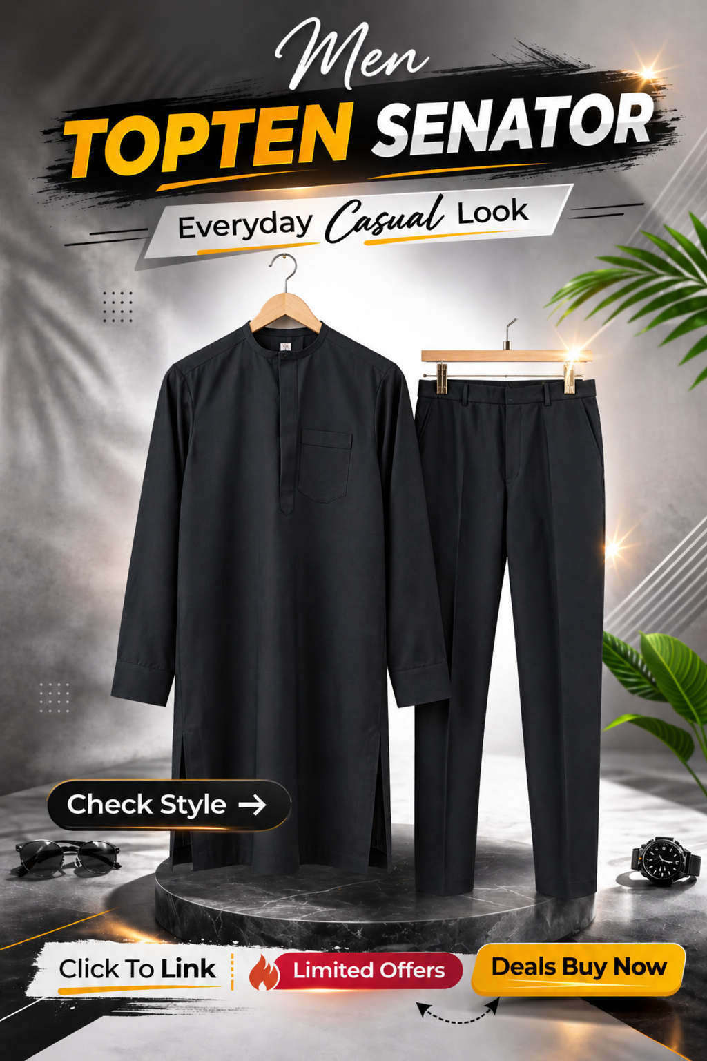Elegant Senator Wear | African Men's Senator's Custom Outfit,(ID10)