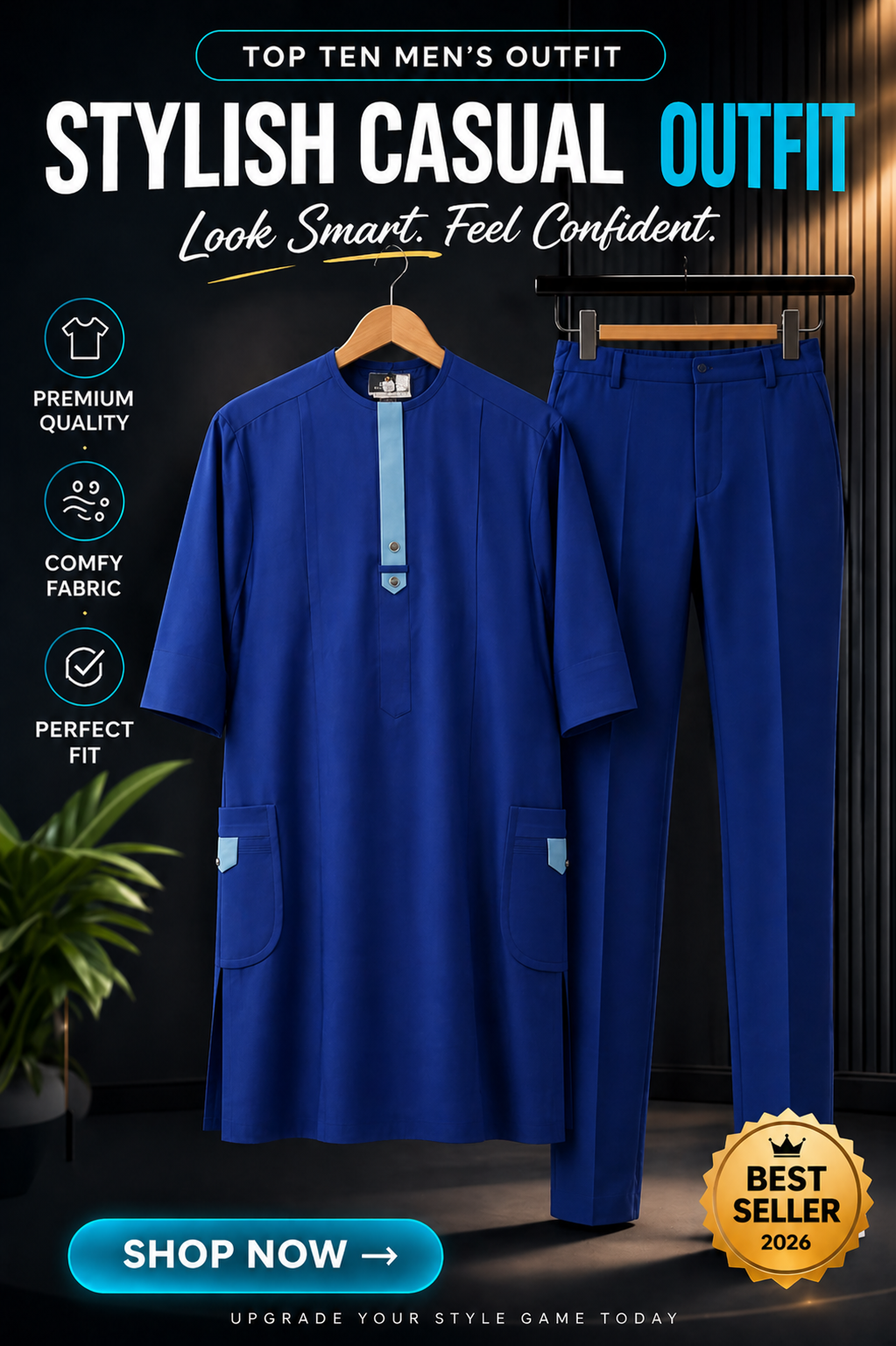Elegant White Men's Agbada Set - Embroidered Nigerian Custom Dashiki, Modern African Style,(ID4)