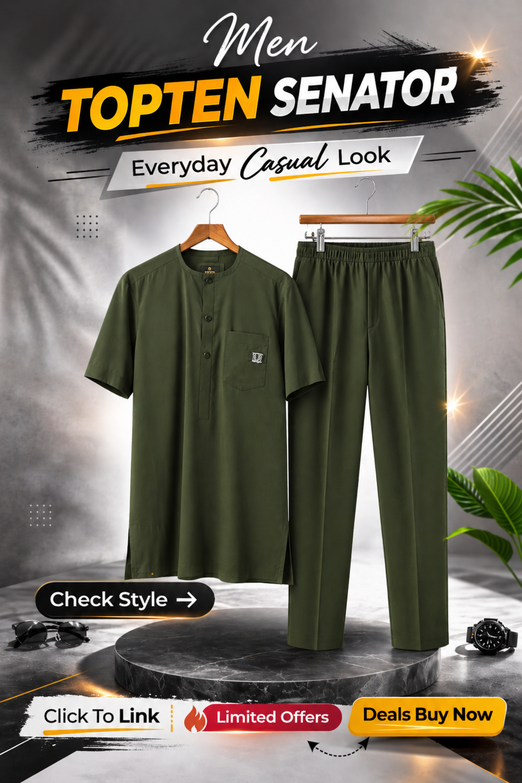 Modern Men's Senator Wear: Custom African Attire,(ID36)