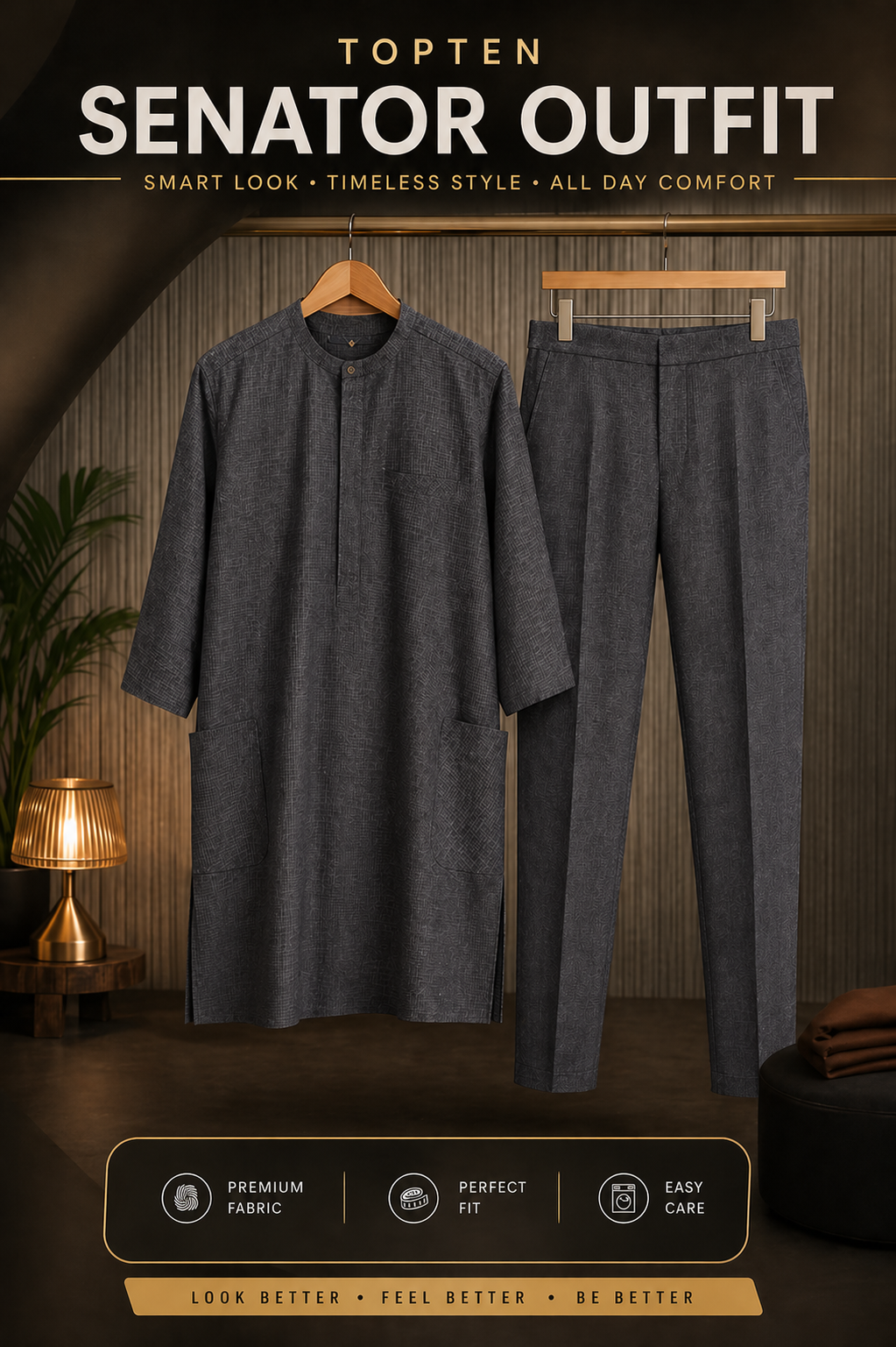 Modern Men's Senator Wear: Custom African Attire,(ID3)