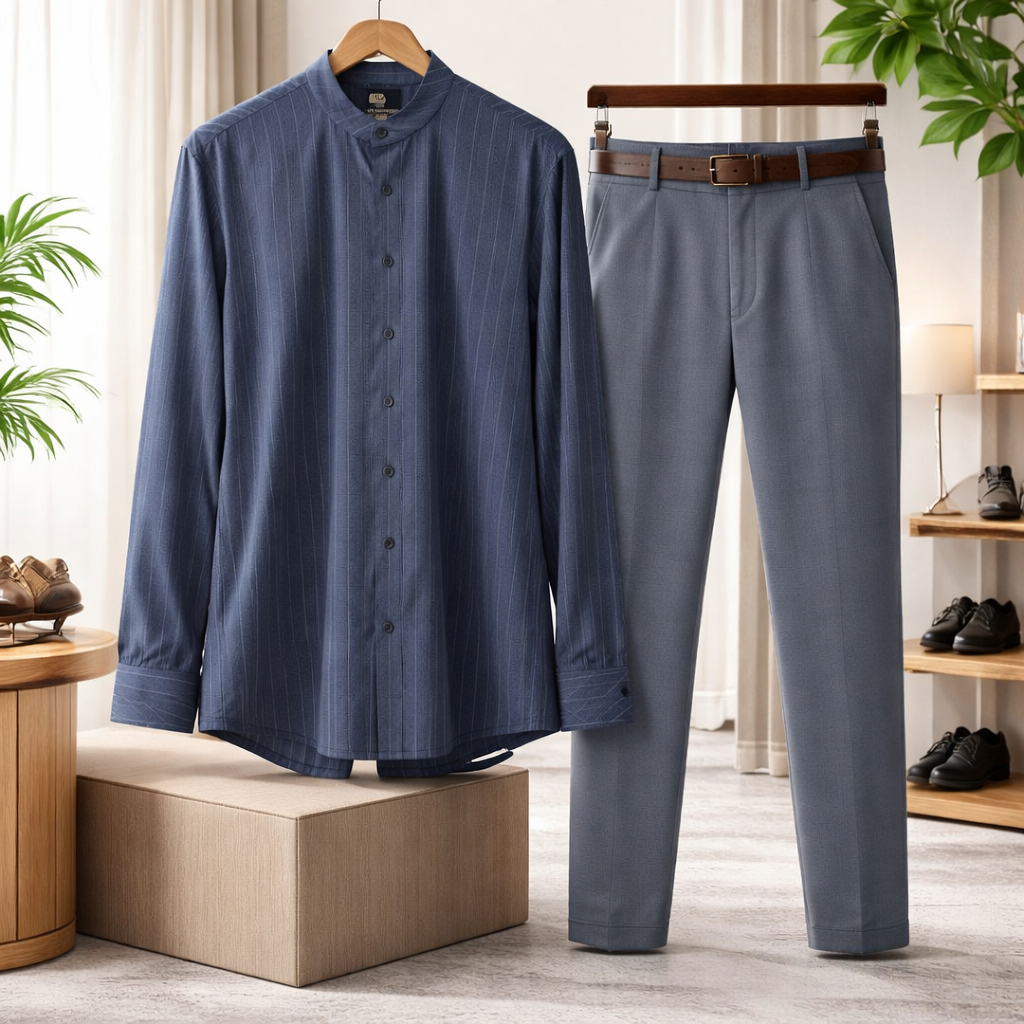 Men’s Long Sleeve Free Business Dress Shirt, Formal Office Workwear Button-Up