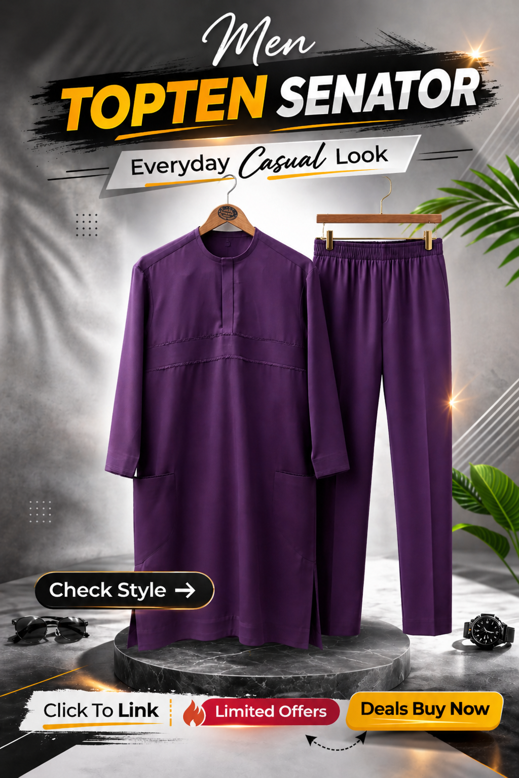 Elegant Senator Wear | African Men's Senator's Wedding Outfit,(ID44)